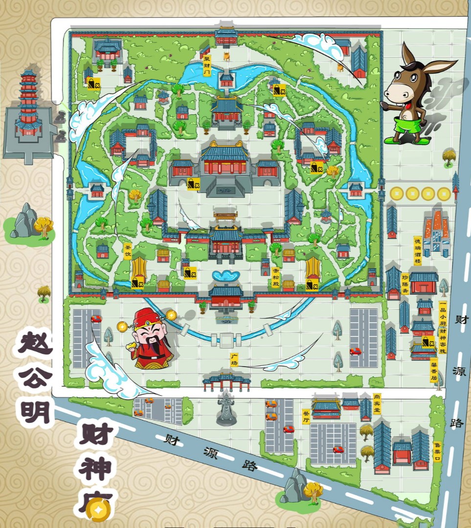 威海寺庙类手绘地图